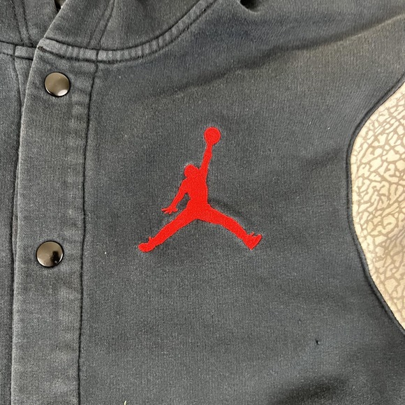 Jordan Jumpman Hoodie Mens Small Black Elephant Print Brooklyn Snap Cardigan - Picture 4 of 15